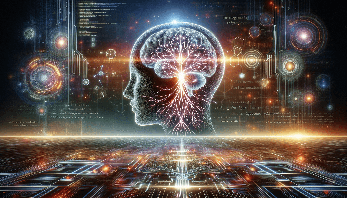 AI brain with data streams